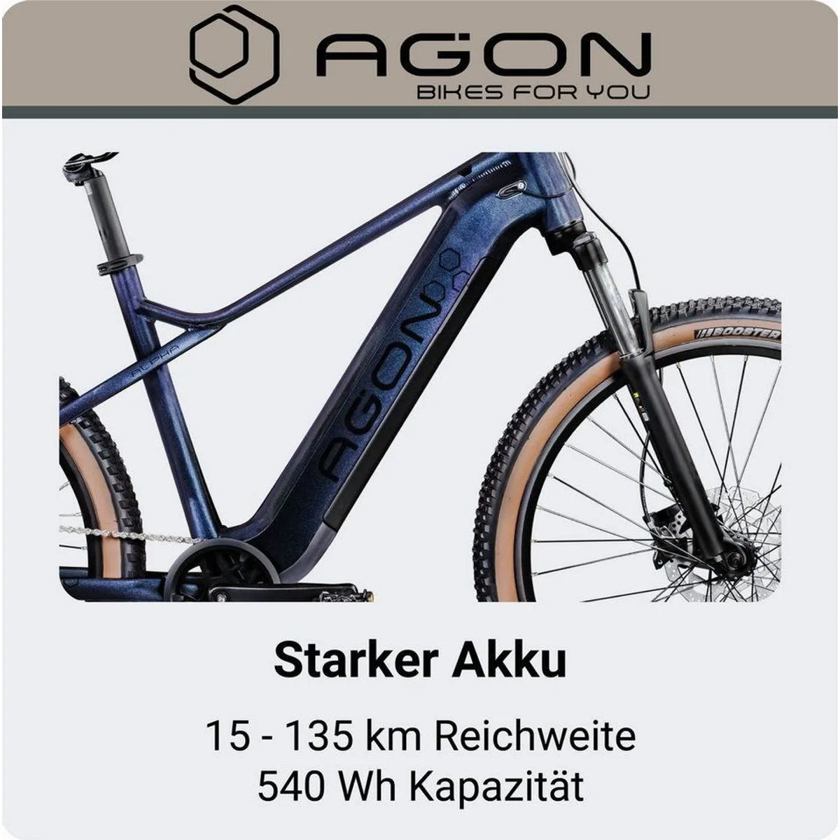 Agon E-Bike Mountainbike Alpha, 10 Gang Shimano Deore, 540 Wh Akku 3