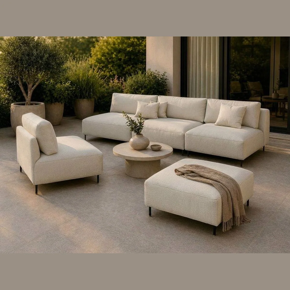 A&J MöbelLand Gartenlounge-Set SUN, modernes Design, hohe Funktionalität, wetterfester Stoff