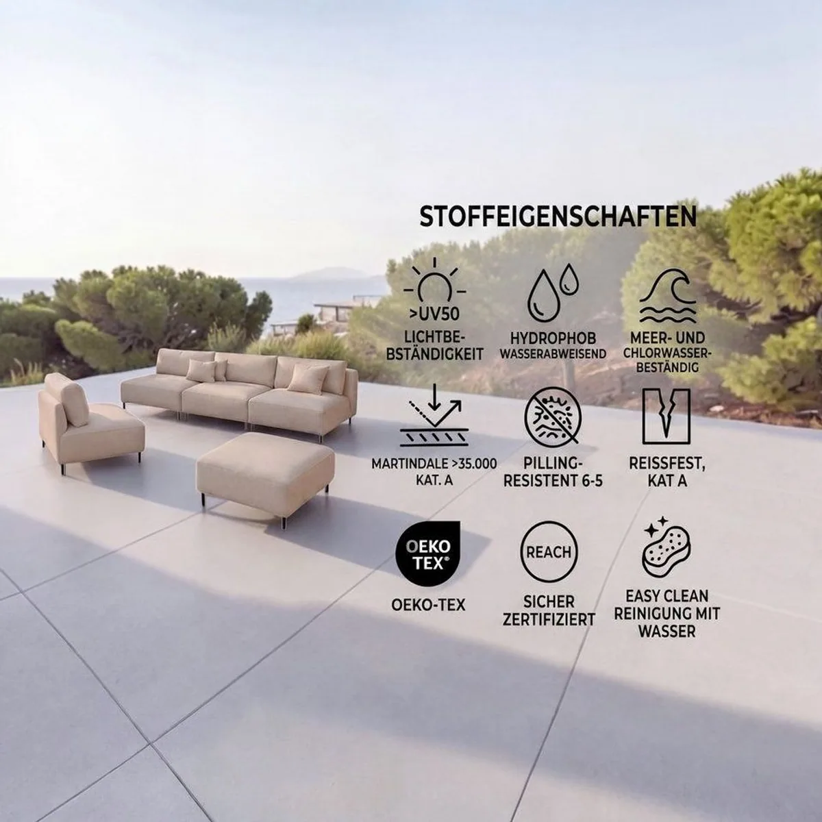 A&J MöbelLand Gartenlounge-Set SUN, modernes Design, hohe Funktionalität, wetterfester Stoff 5