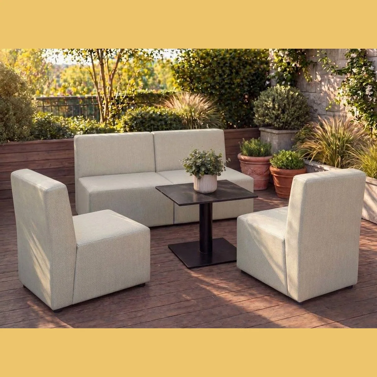 A&J MöbelLand Gartenlounge-Set GOLD, modernes Design, hoher Komfort, wetterfester Bezug