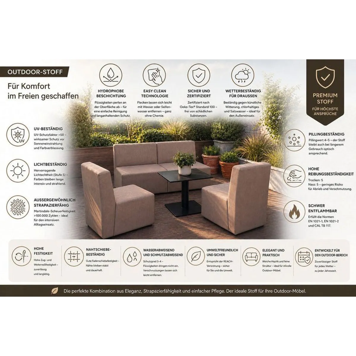 A&J MöbelLand Gartenlounge-Set GOLD, modernes Design, hoher Komfort, wetterfester Bezug 3