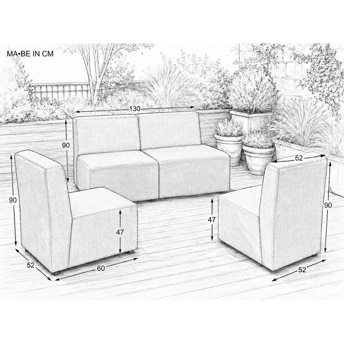 A&J MöbelLand Gartenlounge-Set GOLD, modernes Design, hoher Komfort, wetterfester Bezug 4