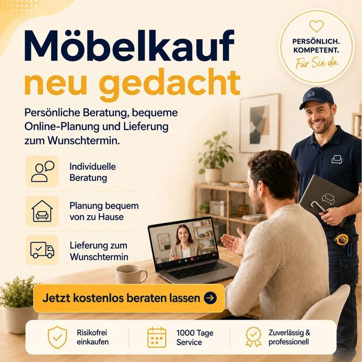 A&J MöbelLand Gartenlounge-Set GOLD, modernes Design, hoher Komfort, wetterfester Bezug 5