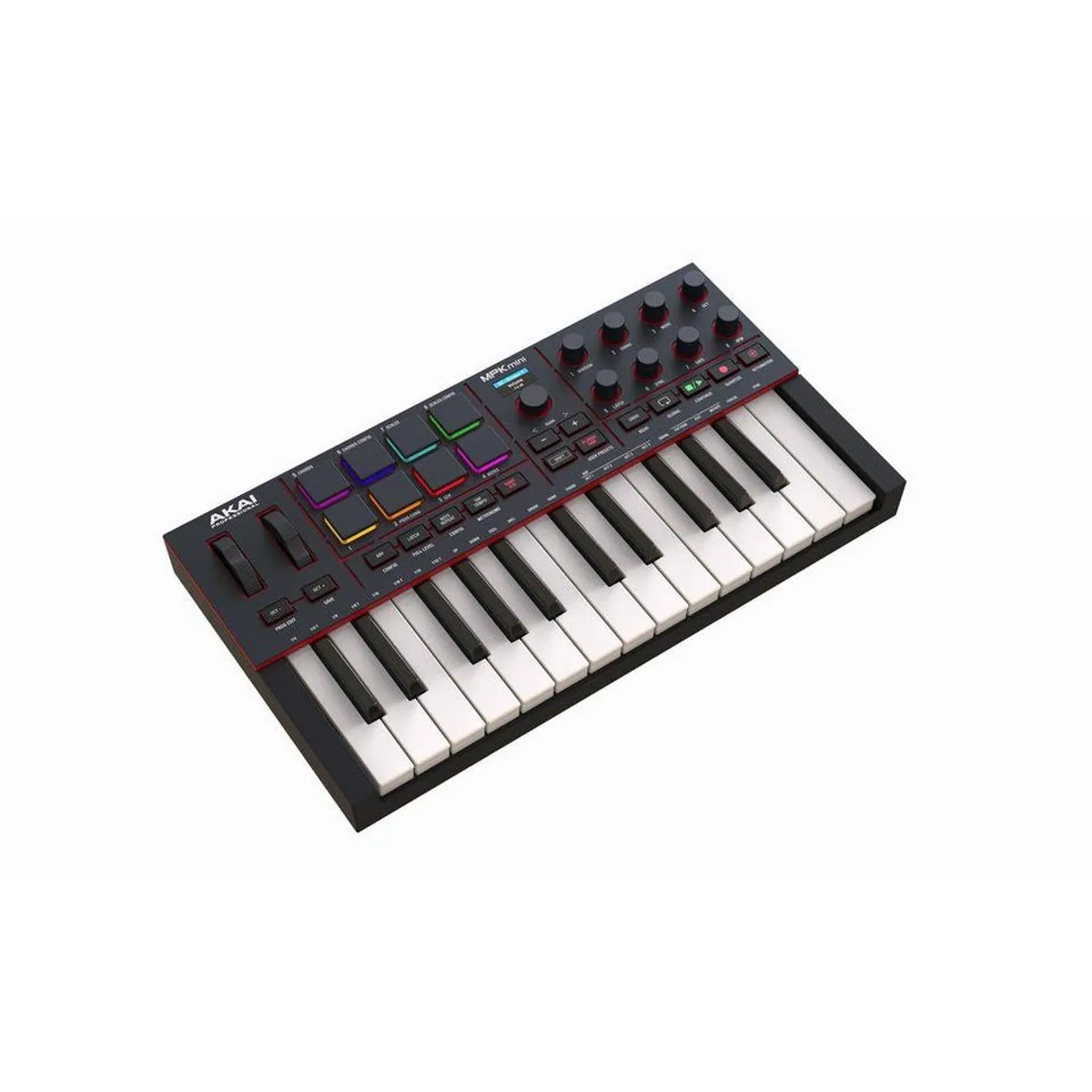 Akai MPK Mini MK IV, kompakter USB-MIDI-Controller, 25 Tasten, RGB-Pads, Farbdisplay