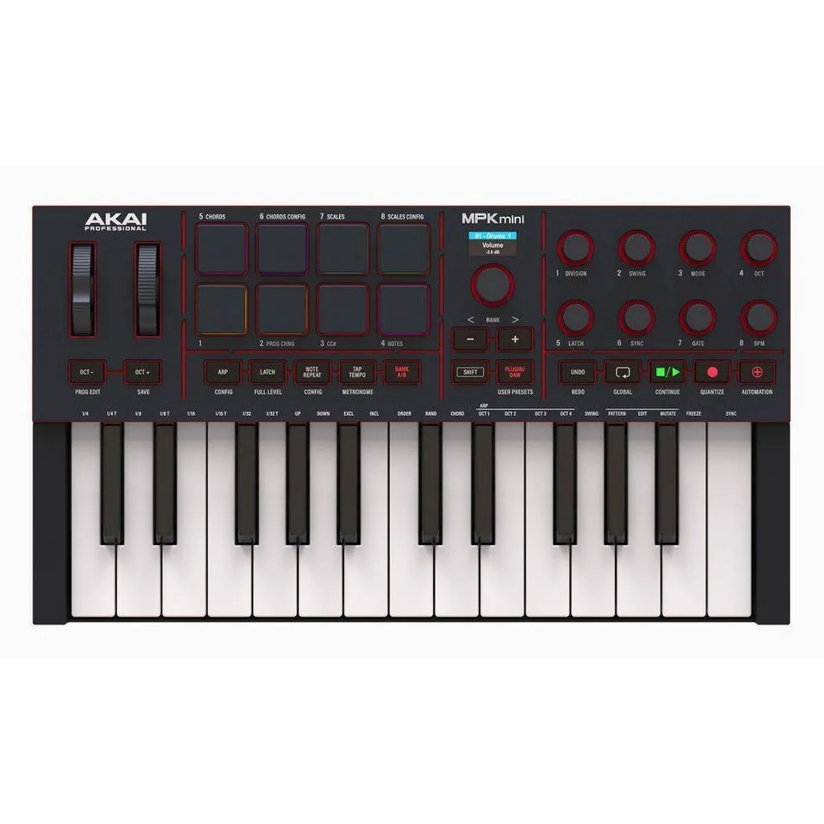 Akai MPK Mini MK IV, kompakter USB-MIDI-Controller, 25 Tasten, RGB-Pads, Farbdisplay 3
