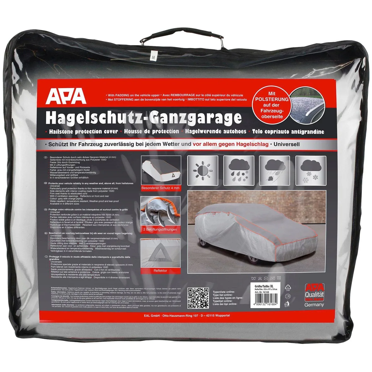 APA Faltgarage 16168, Hagelschutz, reißfest, mit Gummizug