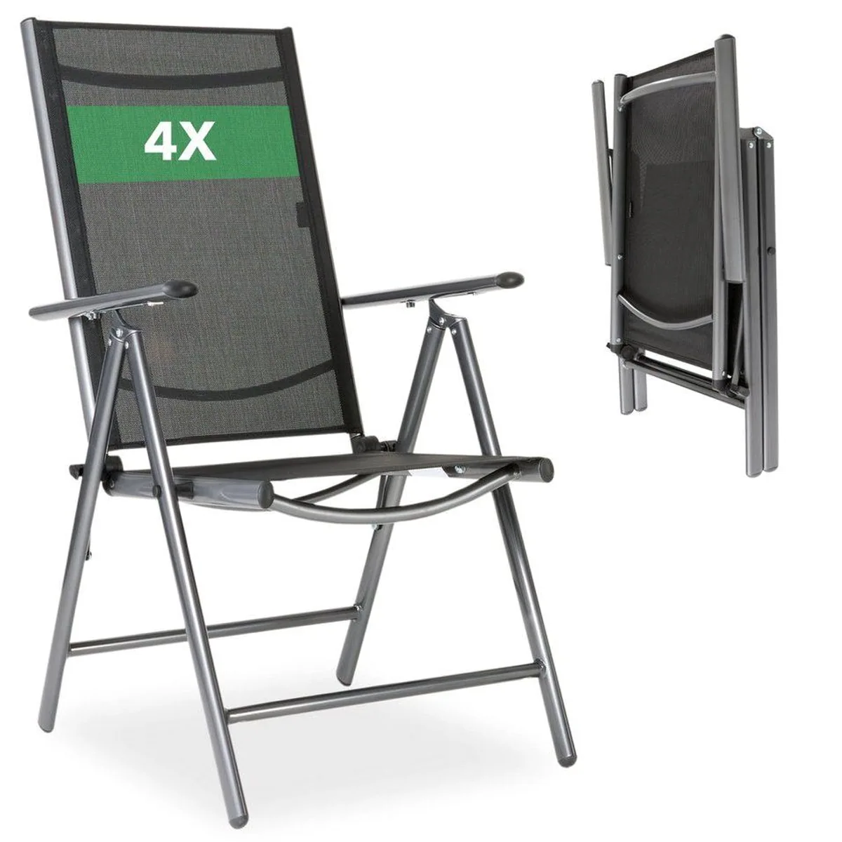 Arebos Klappstuhl Gartenstuhl 4er Set, 7-fach verstellbar, wetterfest, bis 120 kg