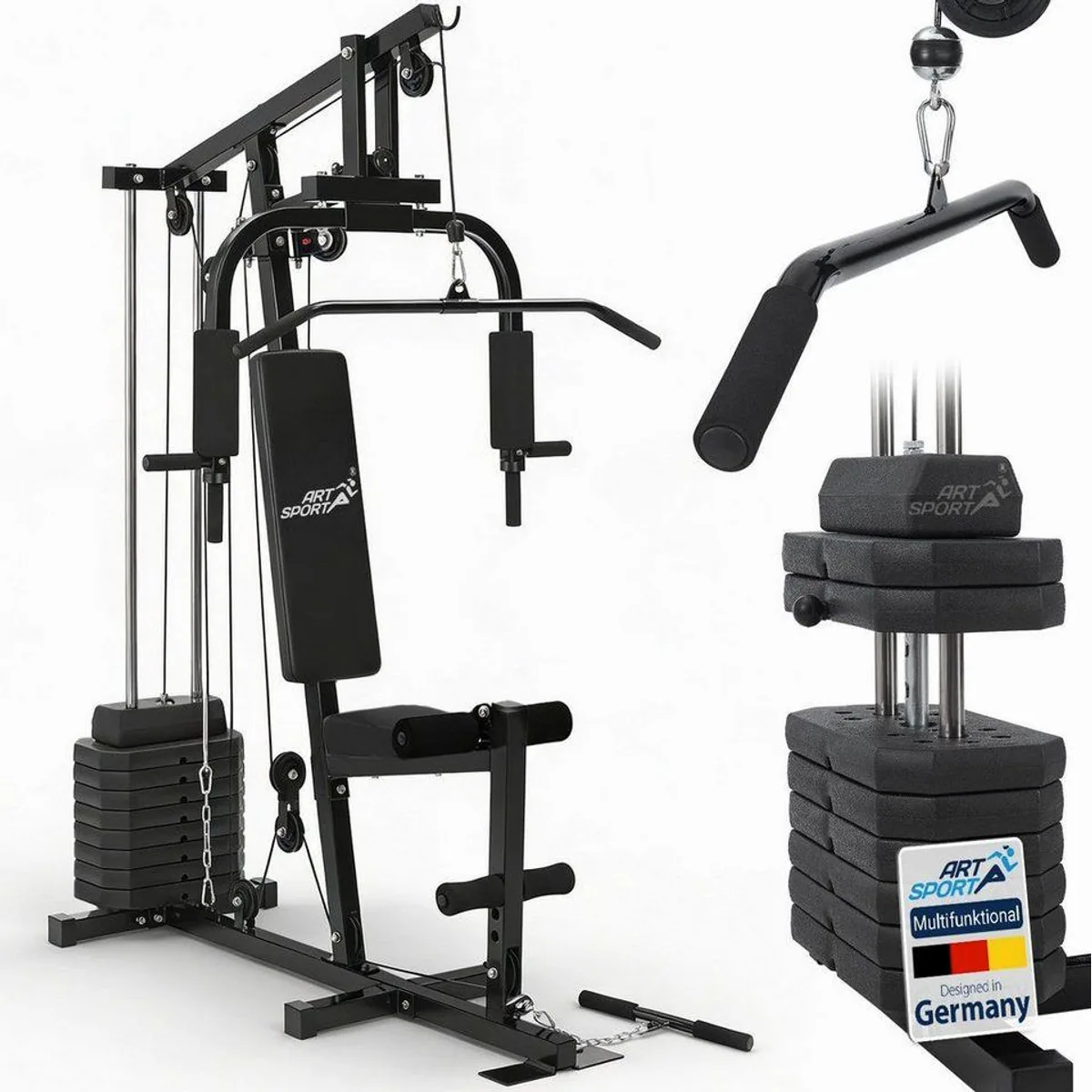 ArtSport ProfiGym 2000 Kraftstation, 9 Gewichtsblöcke, platzsparend, vielseitig einsetzbar