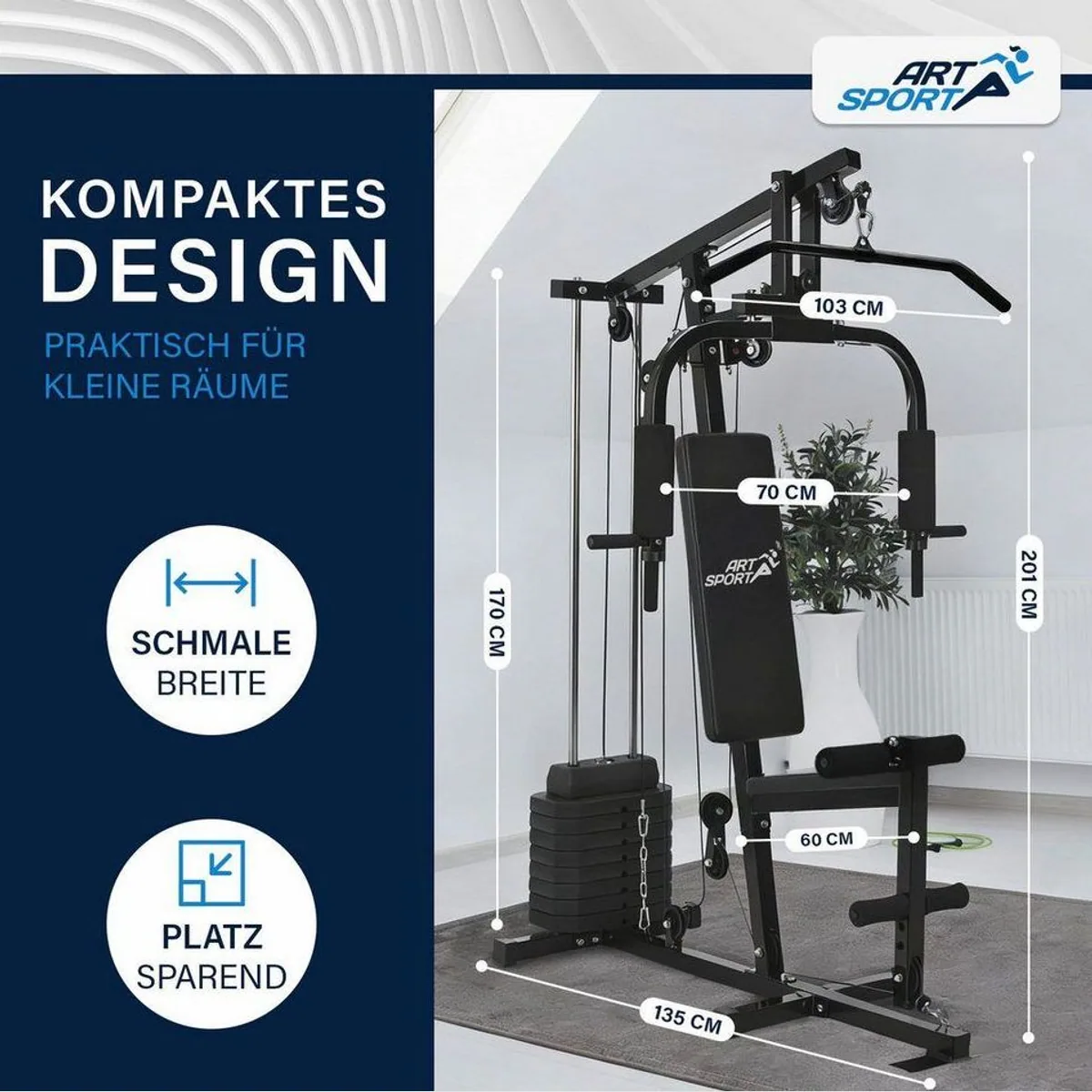 ArtSport ProfiGym 2000 Kraftstation, 9 Gewichtsblöcke, platzsparend, vielseitig einsetzbar 5
