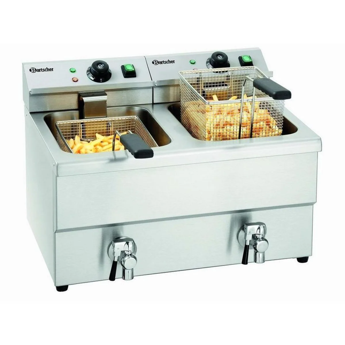 Bartscher Doppel Fritteuse IMBISS II, 8 Liter, Kaltzone, Fettablasshahn