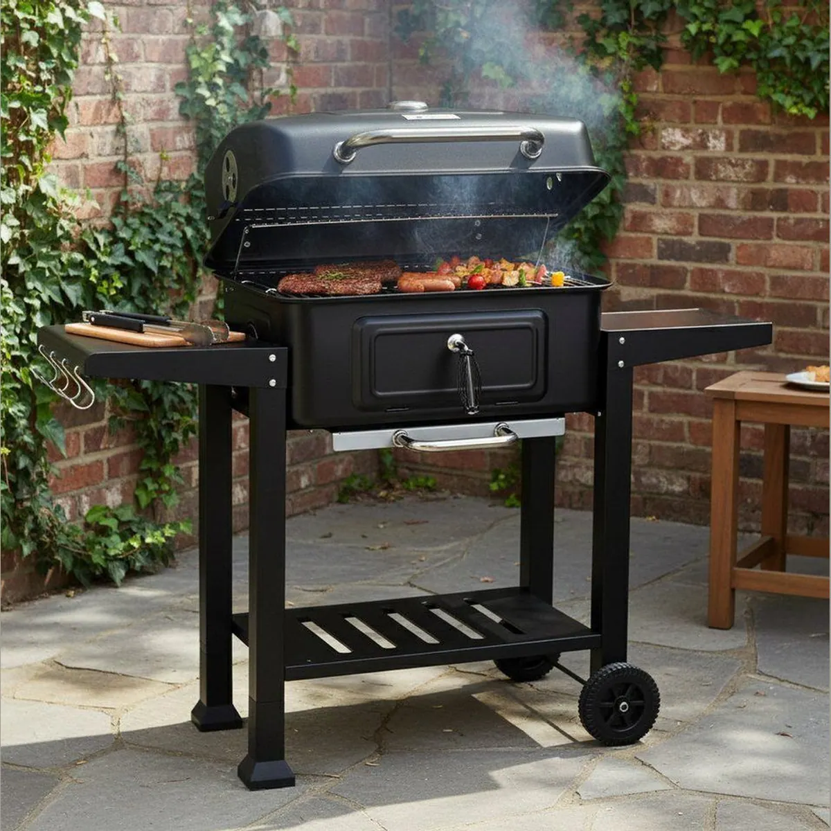 BBQ-Toro Holzkohlegrill, höhenverstellbare Kohleschale, integriertes Thermometer 2