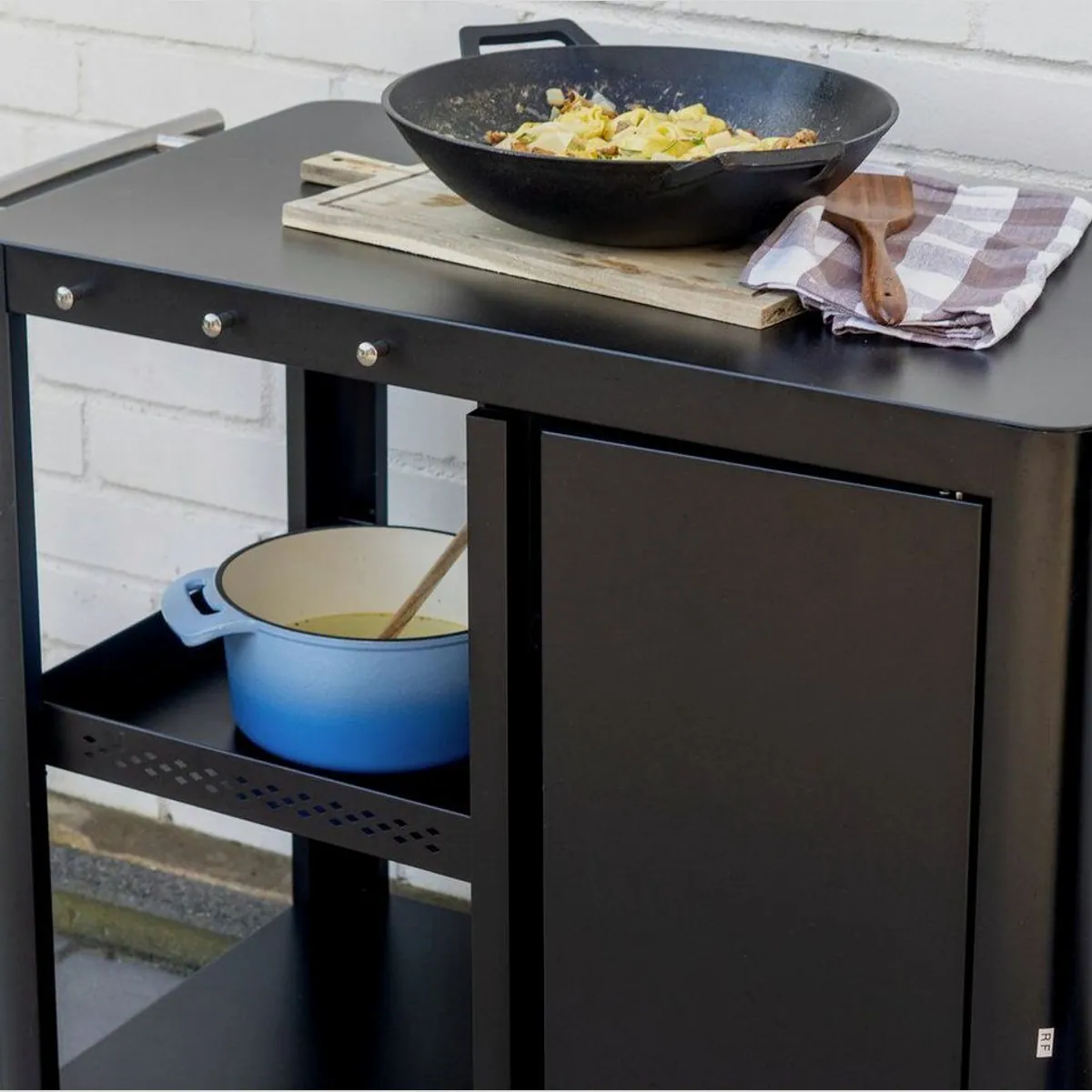 BBQ-Toro Grillablagetisch, große Arbeitsfläche und Stauraum — 95 x 50 x 80 cm, Schwarz 2