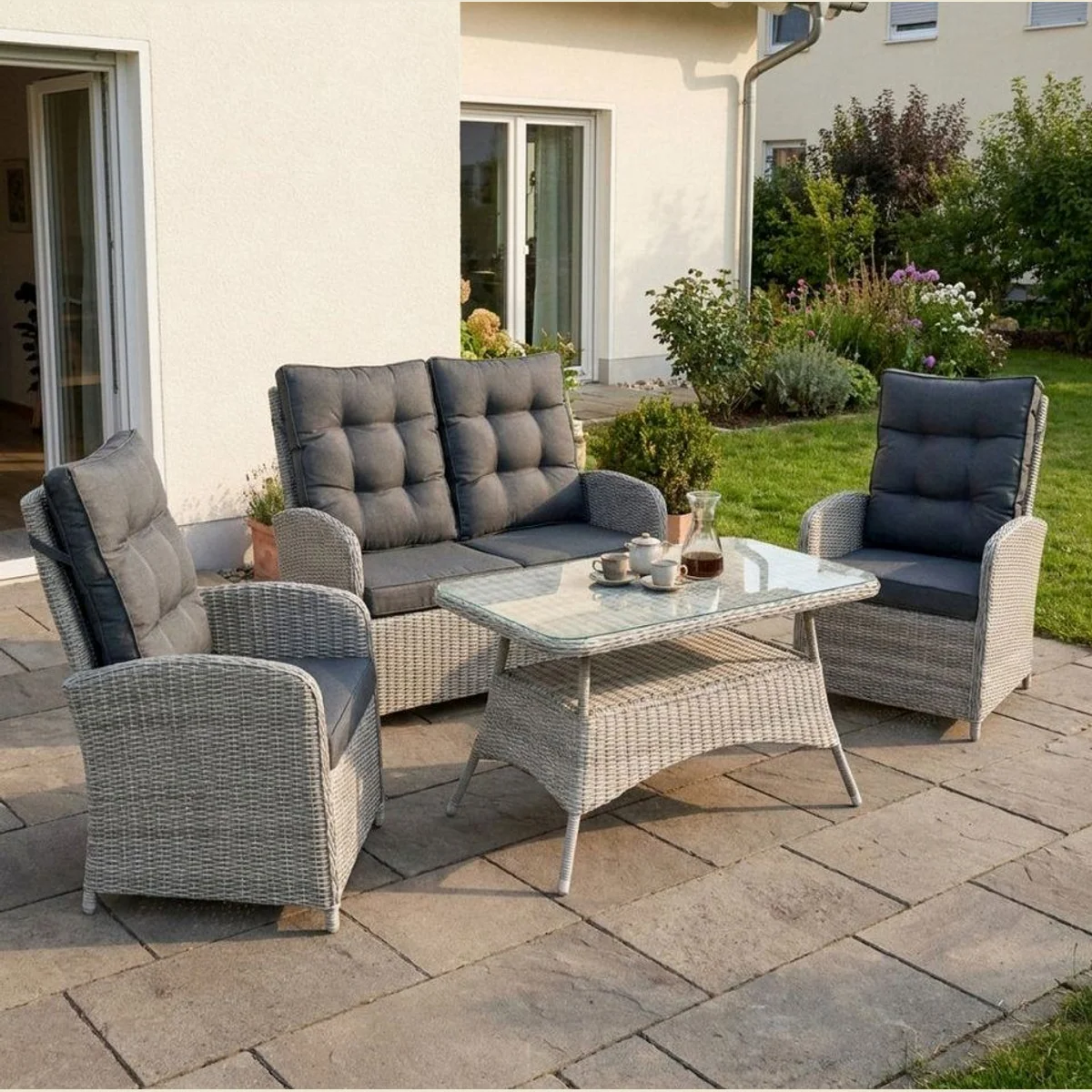 bellavista - Home&Garden Monte Carlo Gartenlounge-Set, wetterfest, Aluminium, 4-teilig