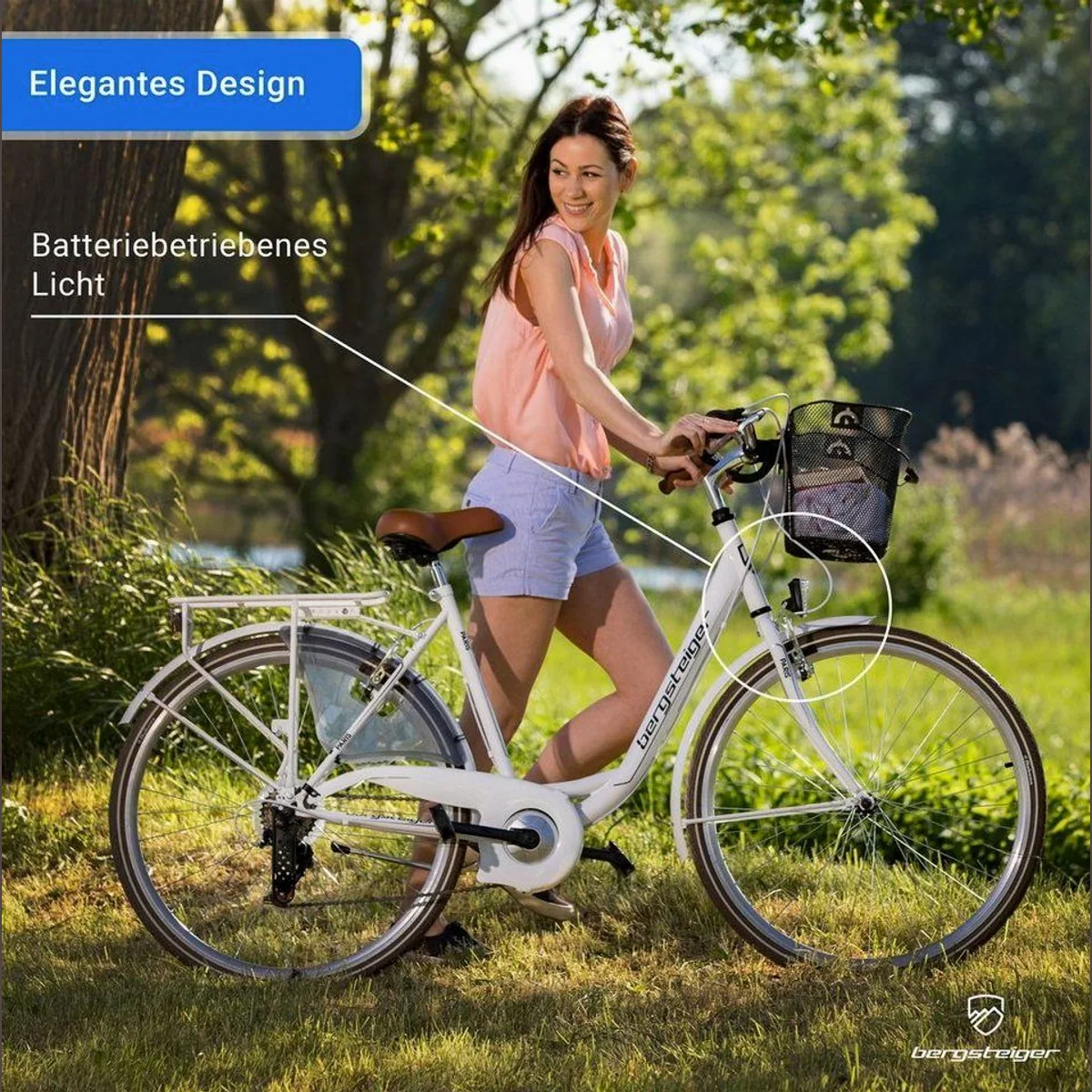 bergsteiger Paris Cityrad, 26 Zoll, 6-Gang Shimano, Licht & Korb 4