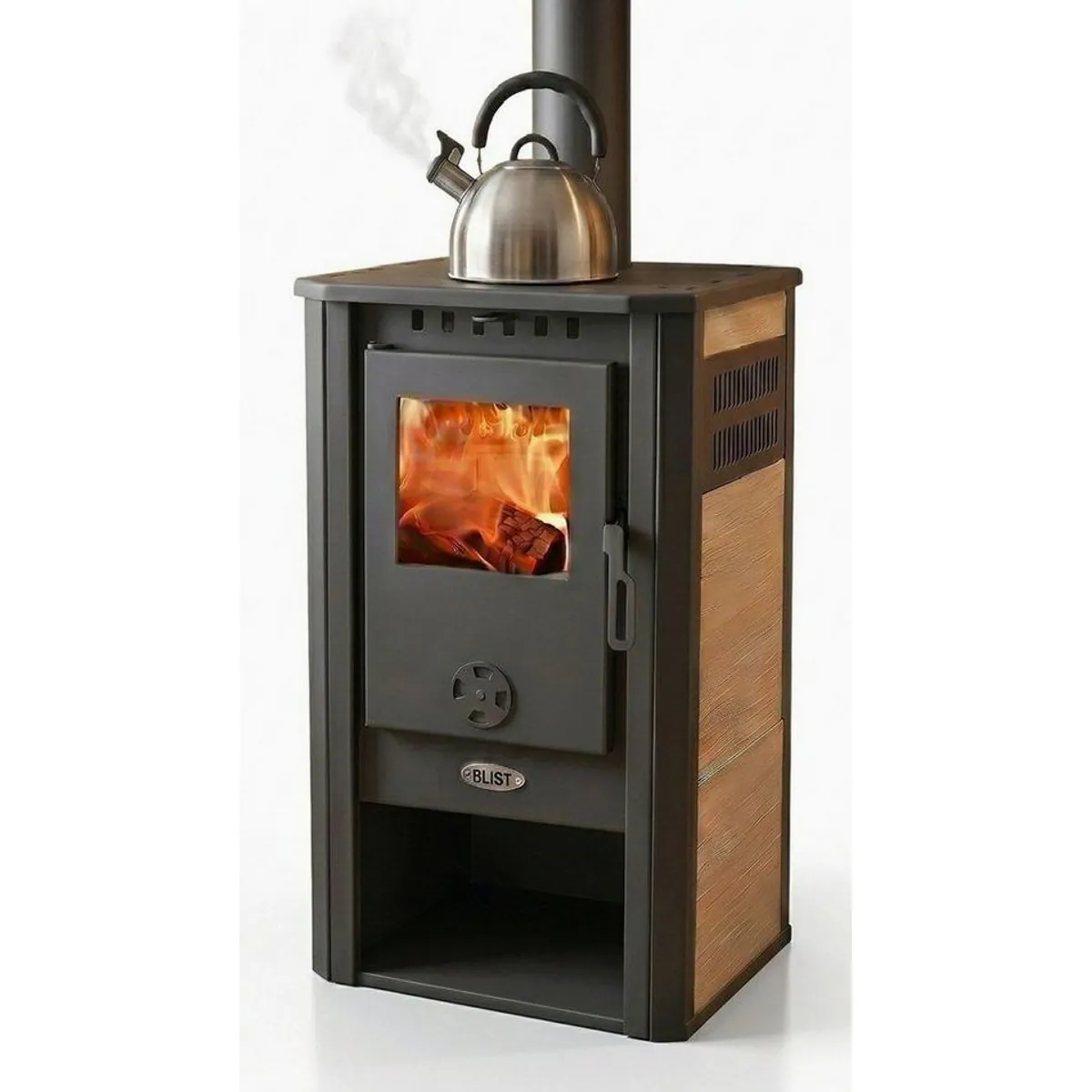 Blist Kaminofen Atene S Keramik Creme, 7,5 kW, hohe Effizienz, elegantes Design