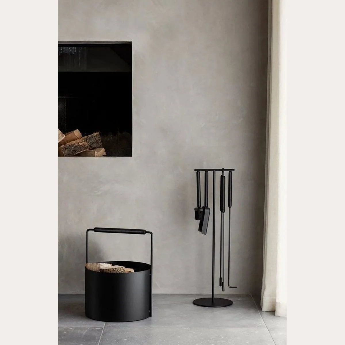 blomus ASHI Kamingarnitur, edles Design aus Stahl & Holz, 3-teilig 3