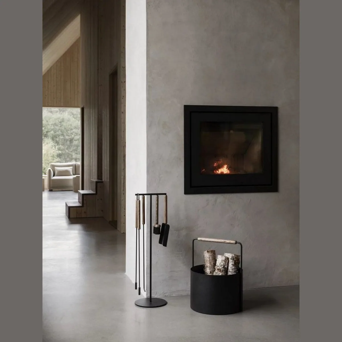 blomus ASHI Kamingarnitur, edles Design aus Stahl & Holz, 3-teilig 4