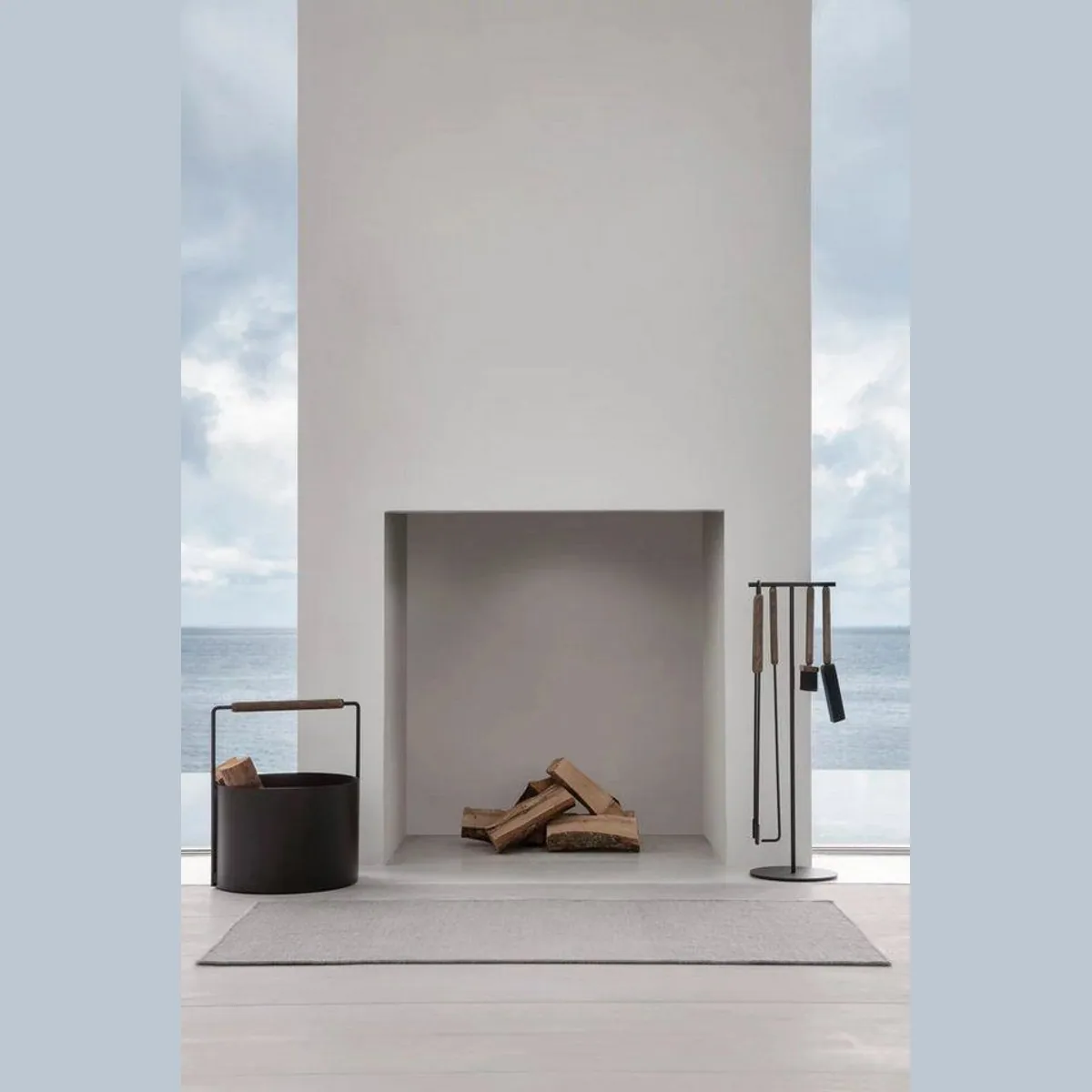 Blomus ASHI Kaminholzkorb, elegantes Design, robustes Material, praktischer Eichenholzgriff 3