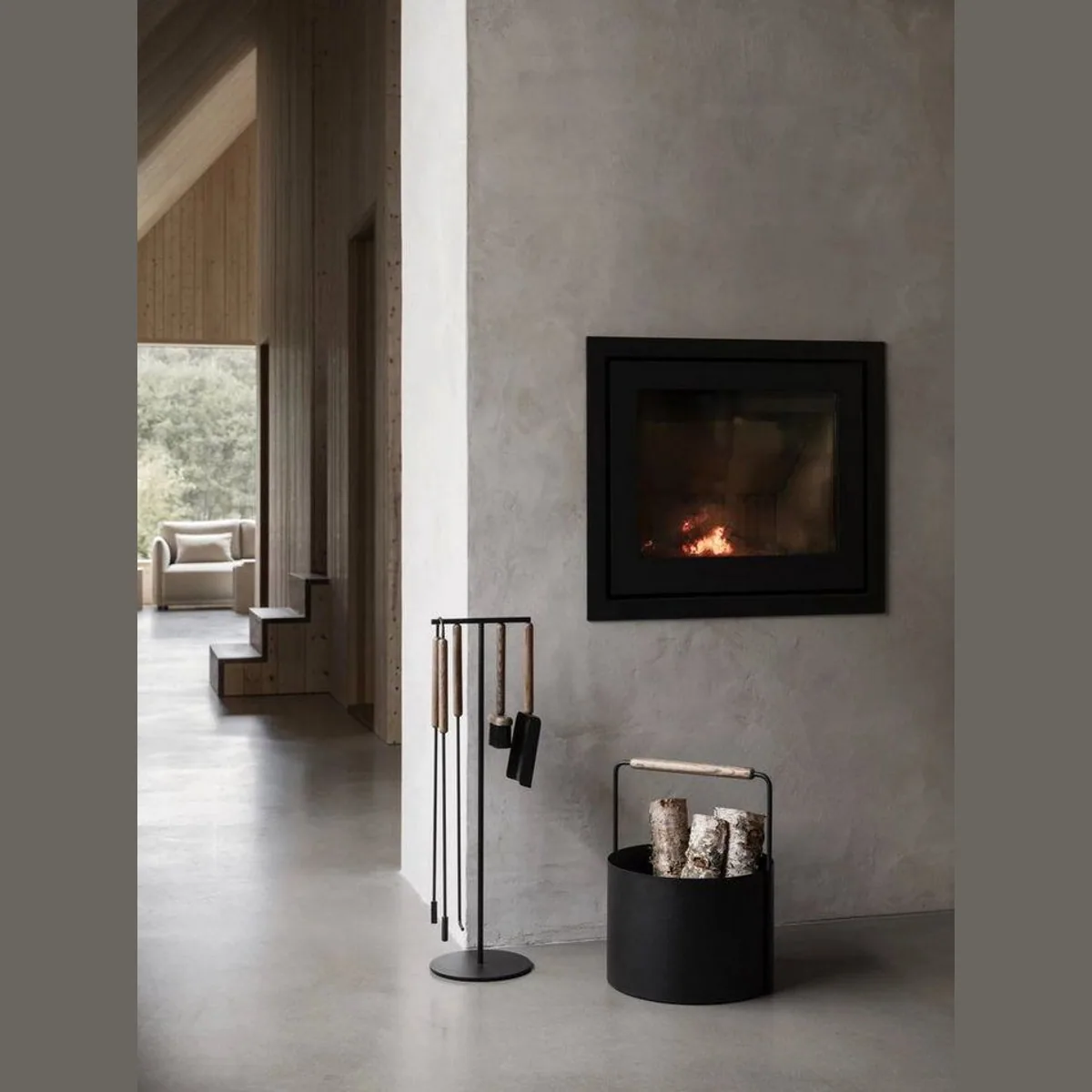 Blomus ASHI Kaminholzkorb, elegantes Design, robustes Material, praktischer Eichenholzgriff 5