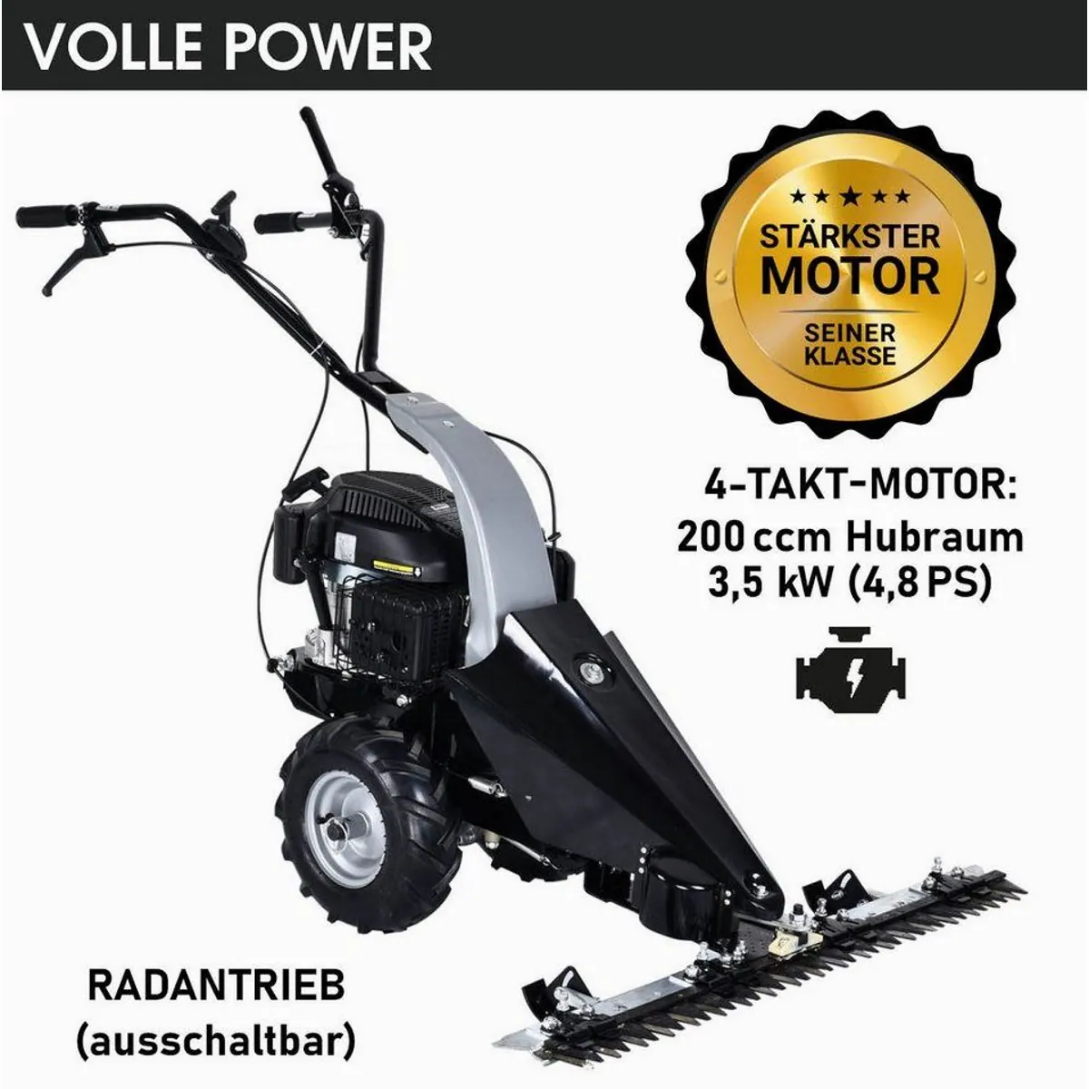 BRAST Balkenmäher 38200, leistungsstarker 4-Takt Motor, 97cm Schnittbreite, Luftbereifung 3