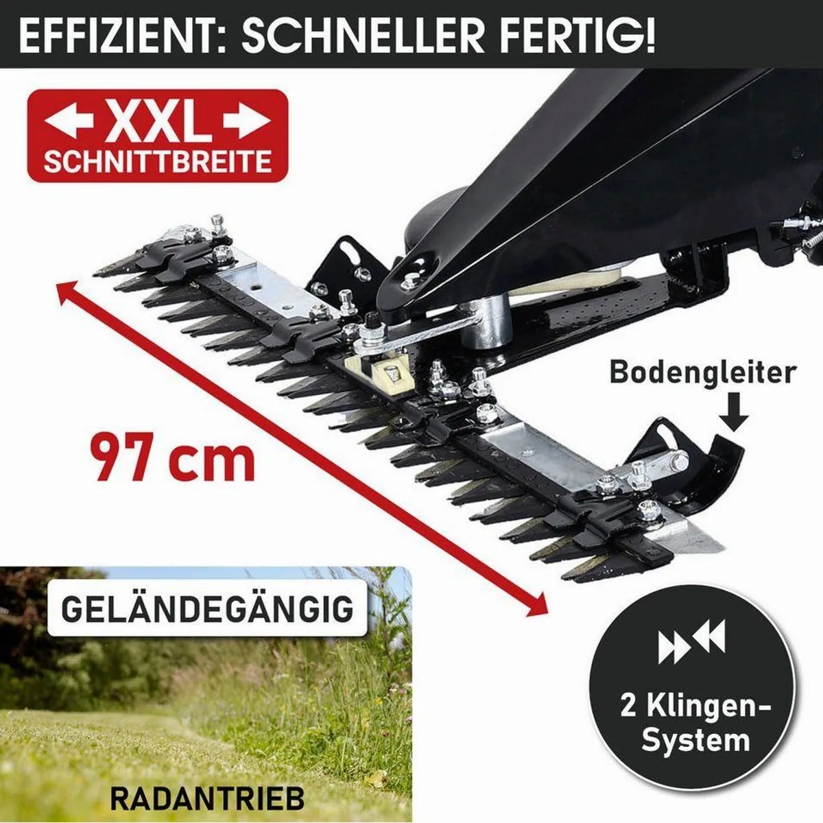 BRAST Balkenmäher 38200, leistungsstarker 4-Takt Motor, 97cm Schnittbreite, Luftbereifung 4