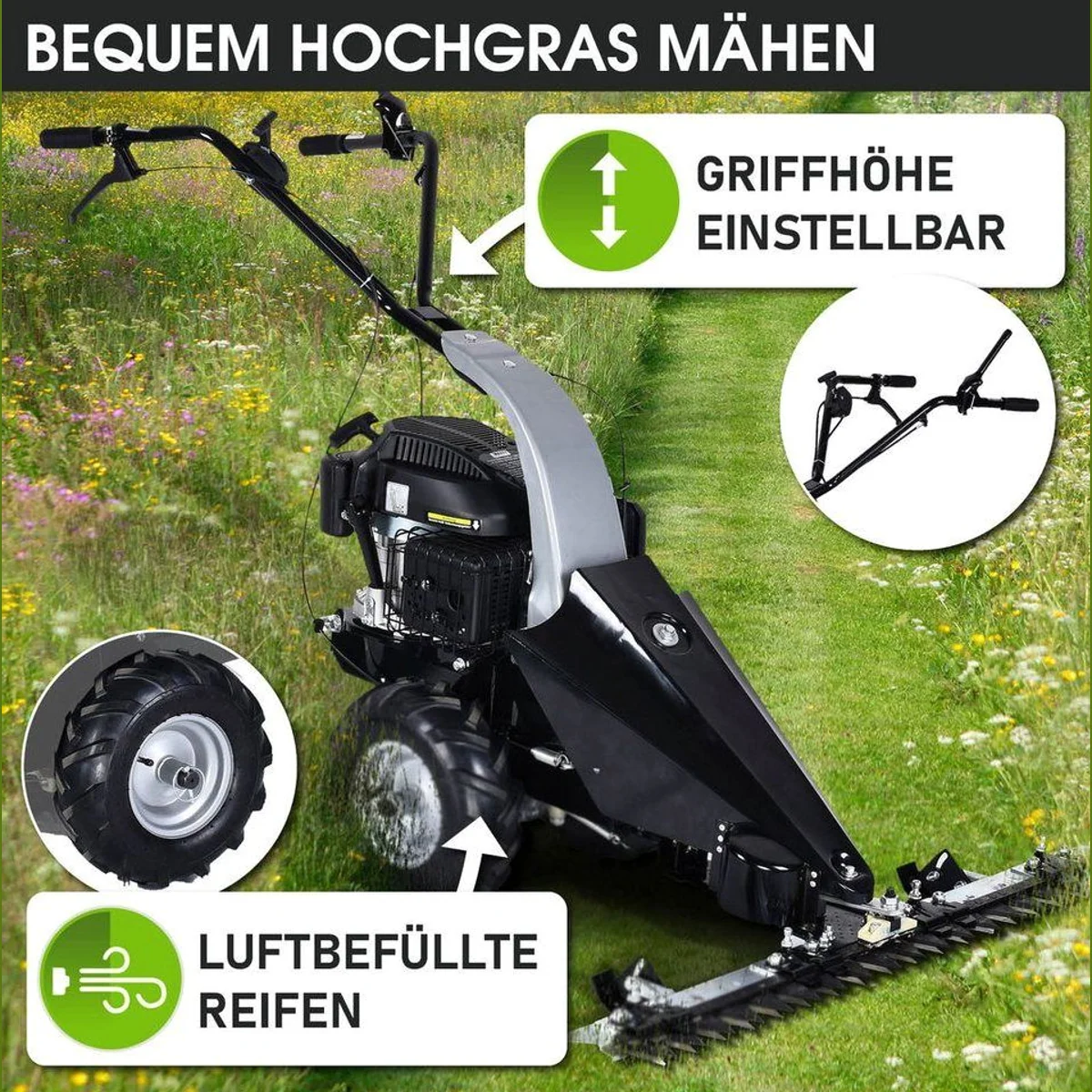 BRAST Balkenmäher 38200, leistungsstarker 4-Takt Motor, 97cm Schnittbreite, Luftbereifung 5