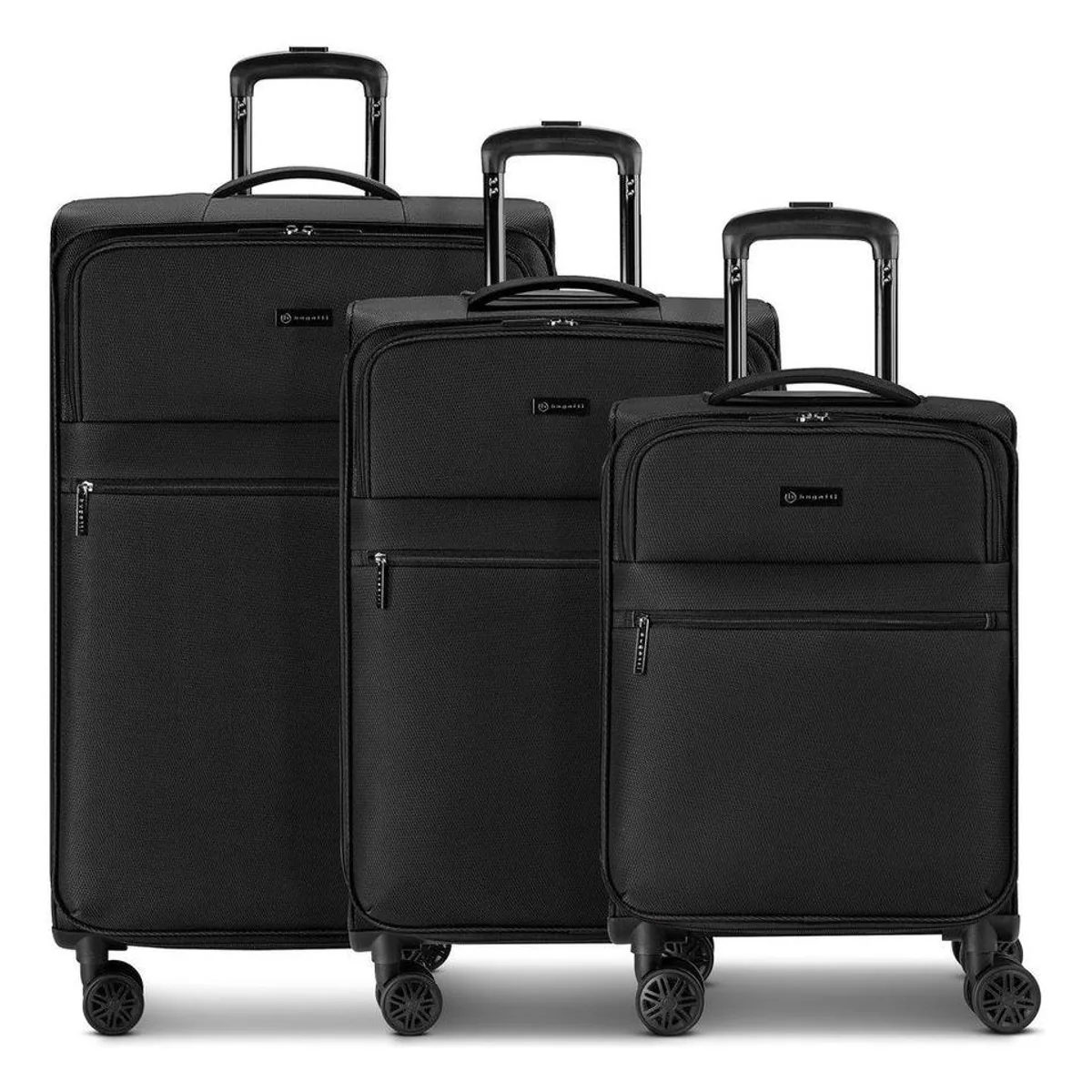 bugatti Valencia Soft Trolleyset, 3-teilig, 4 Rollen, robustes Polyester