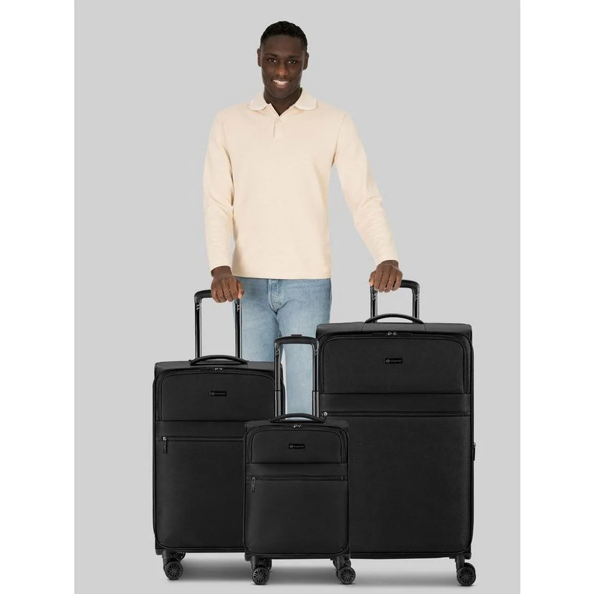 bugatti Valencia Soft Trolleyset, 3-teilig, 4 Rollen, robustes Polyester 3