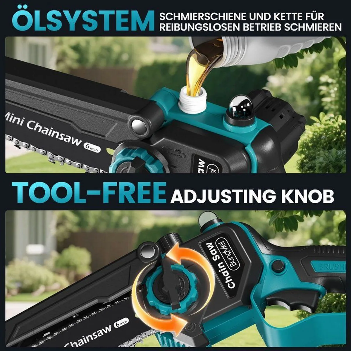 Bundviel Akku-Hochentaster 4-in-1, bürstenlos, bis 23,5 m Höhe, 2x 4000mAh Akku 4