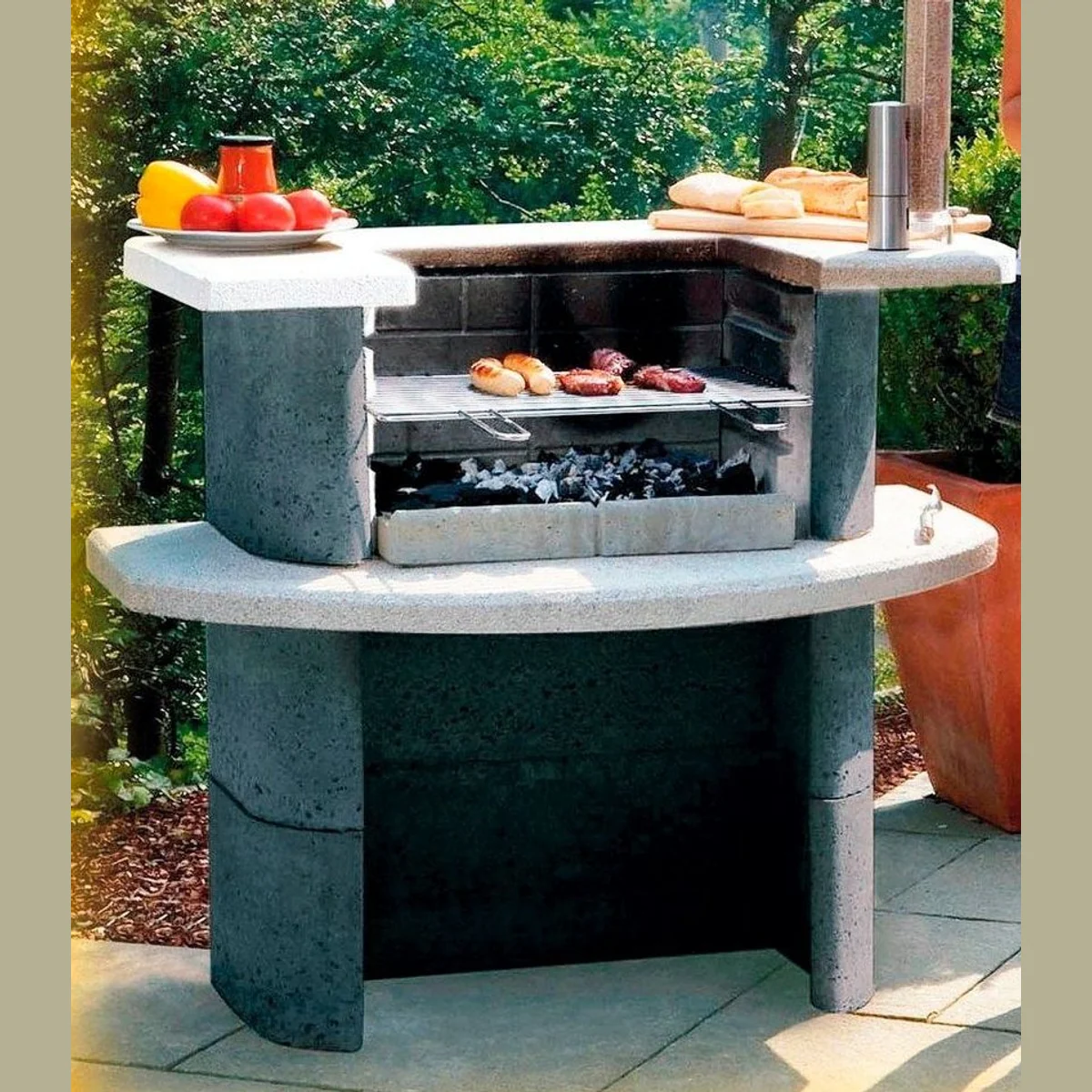 Buschbeck Grillbar Rica, Holzkohlegrill, höhenverstellbarer Grillrost