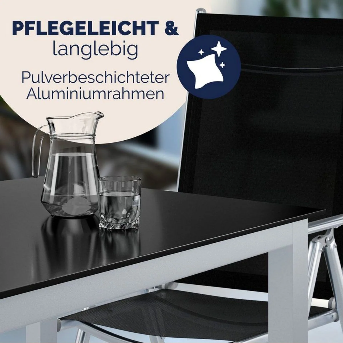 Casaria Garten-Essgruppe Bern, 7-tlg, klappbare Stühle, verstellbare Rückenlehnen, wetterfest 4
