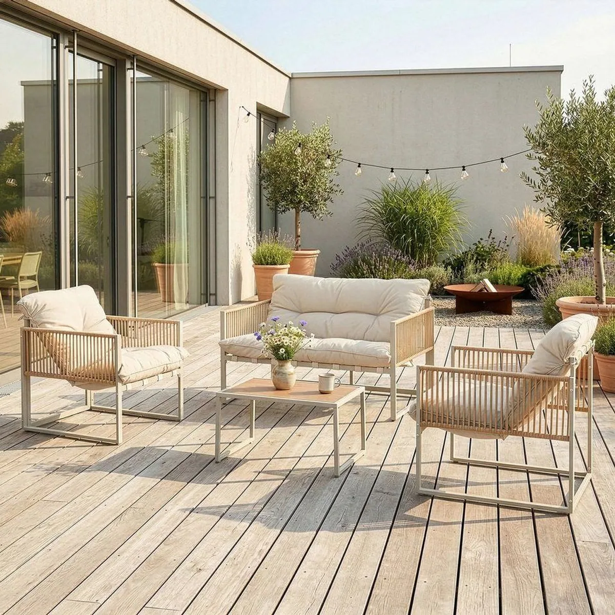 casa.pro Gartenlounge-Set Karg, 4-teilig, bequem und wetterfest