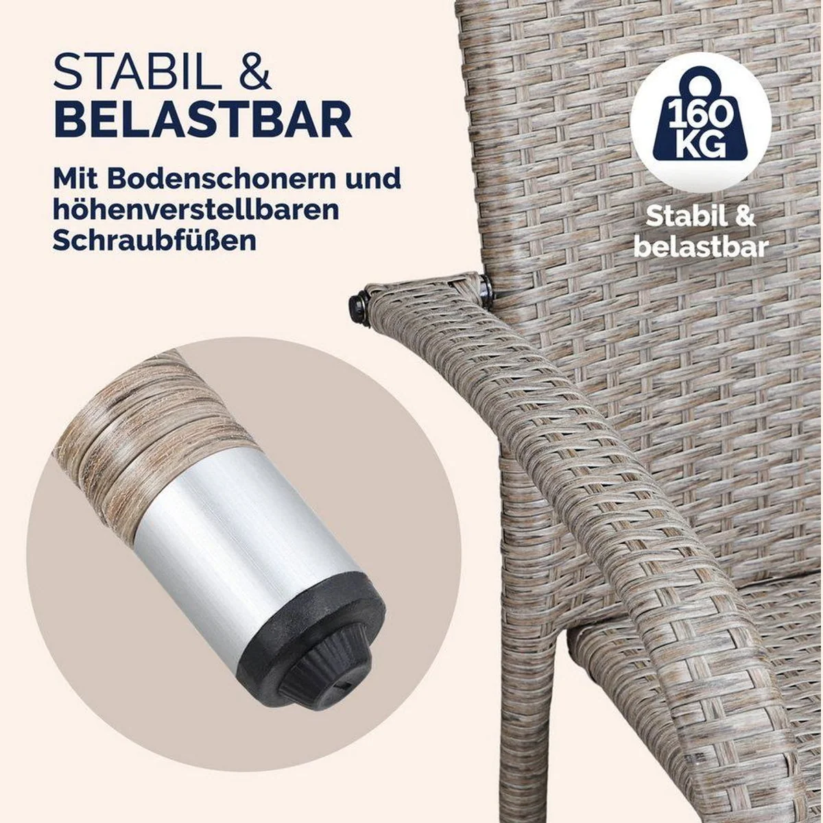 Casaria Gartenstuhl, stapelbar, wetterfest, 160 kg Belastbarkeit 2