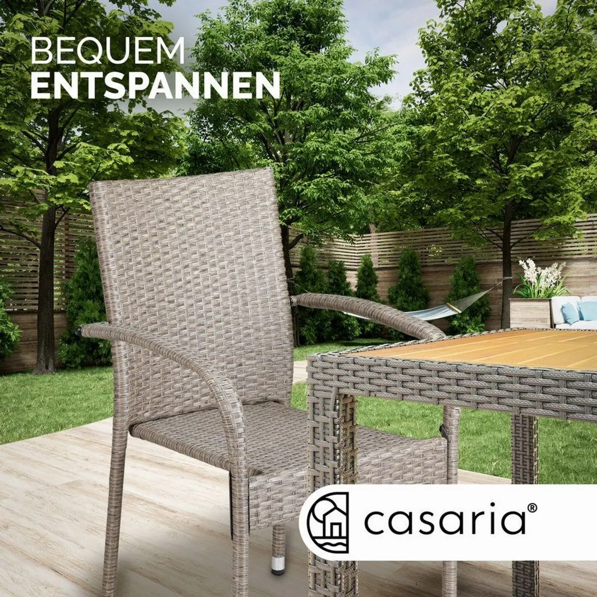 Casaria Gartenstuhl, stapelbar, wetterfest, 160 kg Belastbarkeit 3