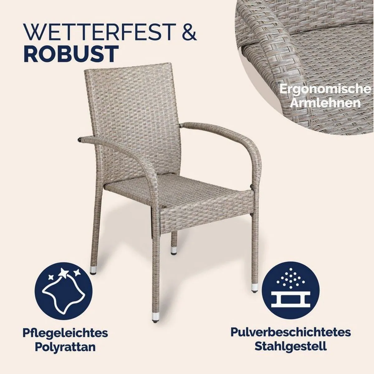 Casaria Gartenstuhl, stapelbar, wetterfest, 160 kg Belastbarkeit 5