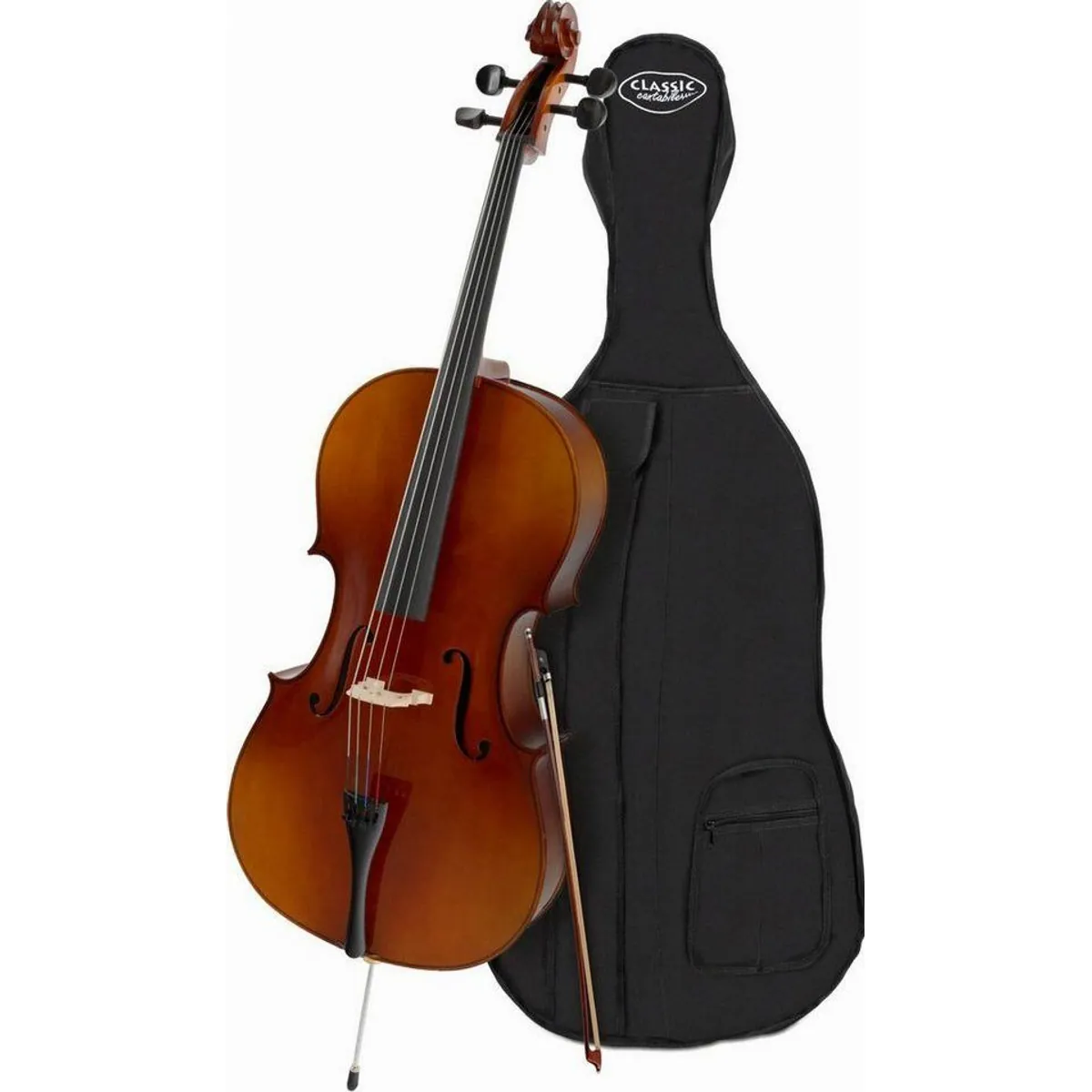 Classic Cantabile Cello 4/4 Set, handgefertigt, inkl. Bogen und Tasche