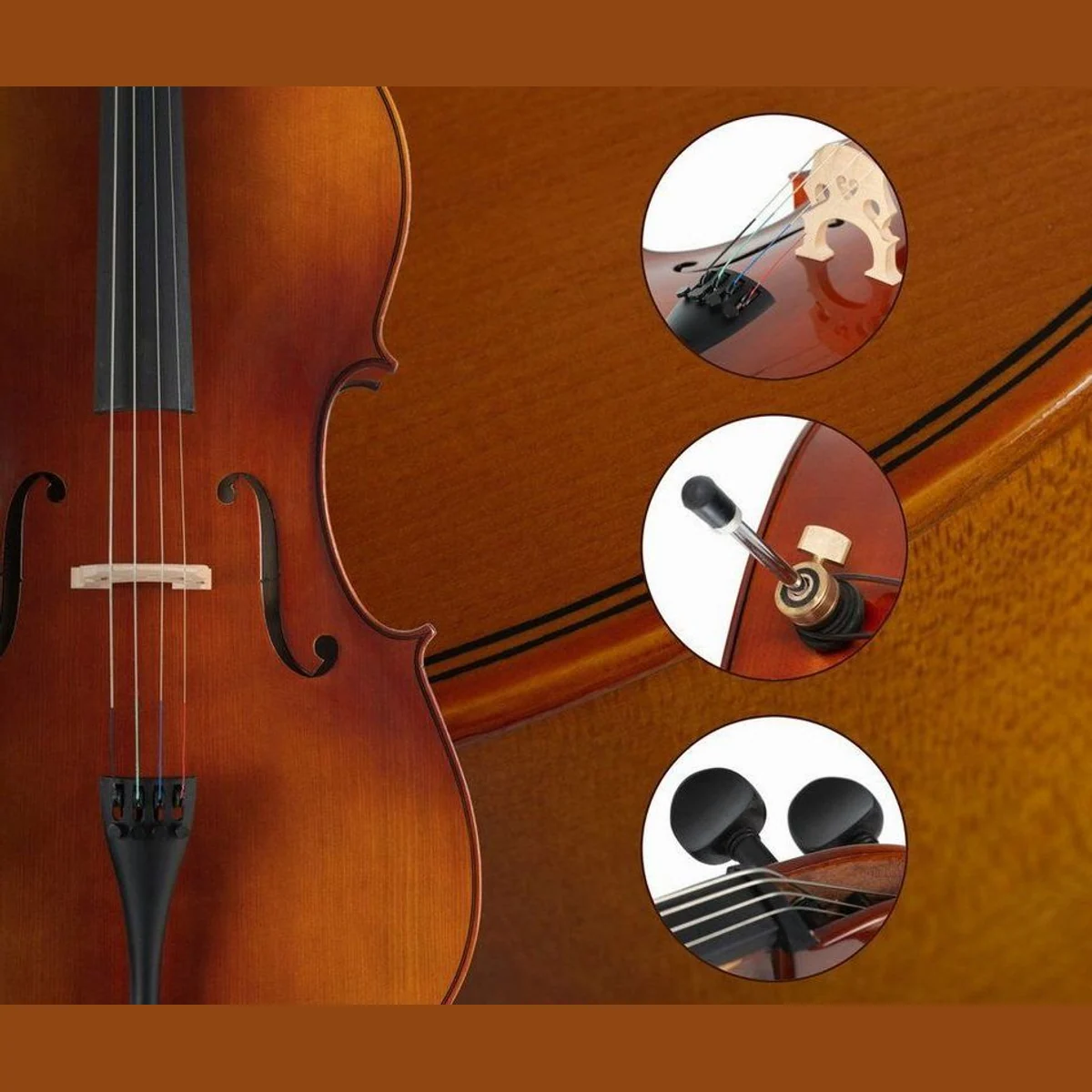 Classic Cantabile Cello 4/4 Set, handgefertigt, inkl. Bogen und Tasche 5