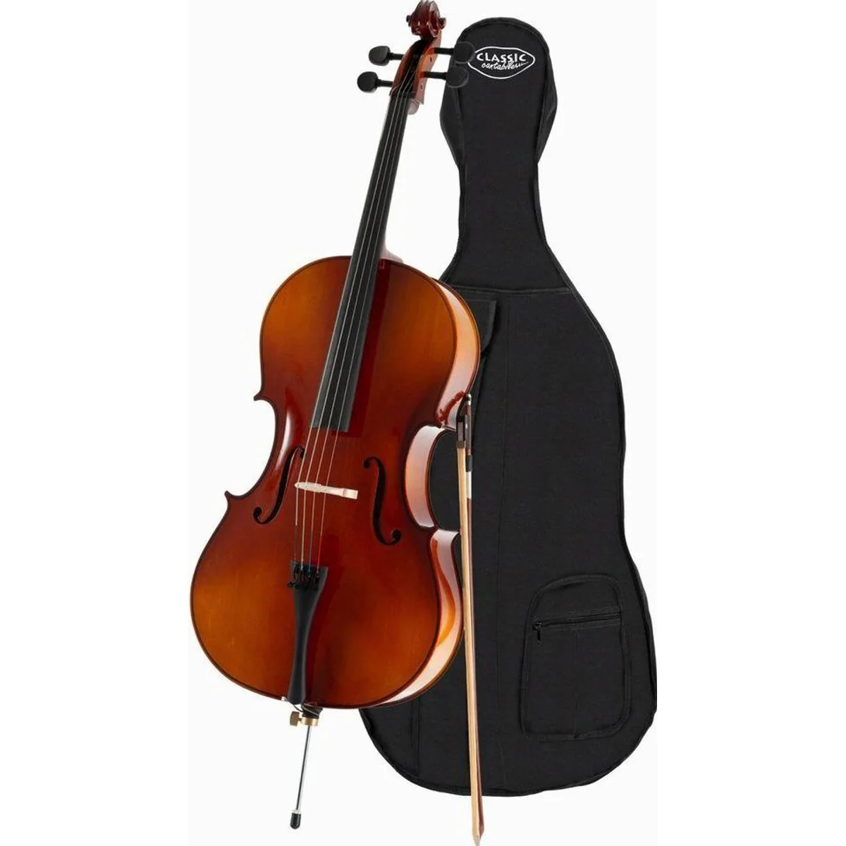 Classic Cantabile Cello 3/4 Set, handgefertigt, inkl. Bogen und Tasche
