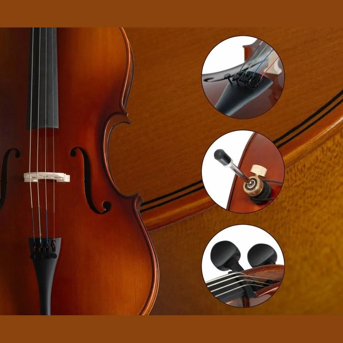 Classic Cantabile Cello 3/4 Set, handgefertigt, inkl. Bogen und Tasche 5