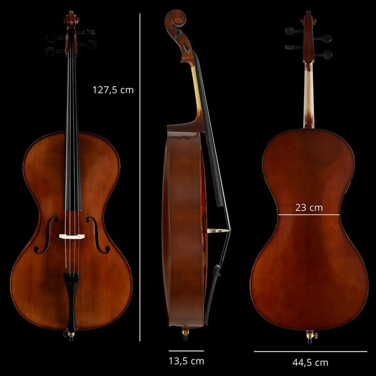 Classic Cantabile CP-200 4/4 Cello-Set, vollmassiv, inkl. Bogen und Tasche 3