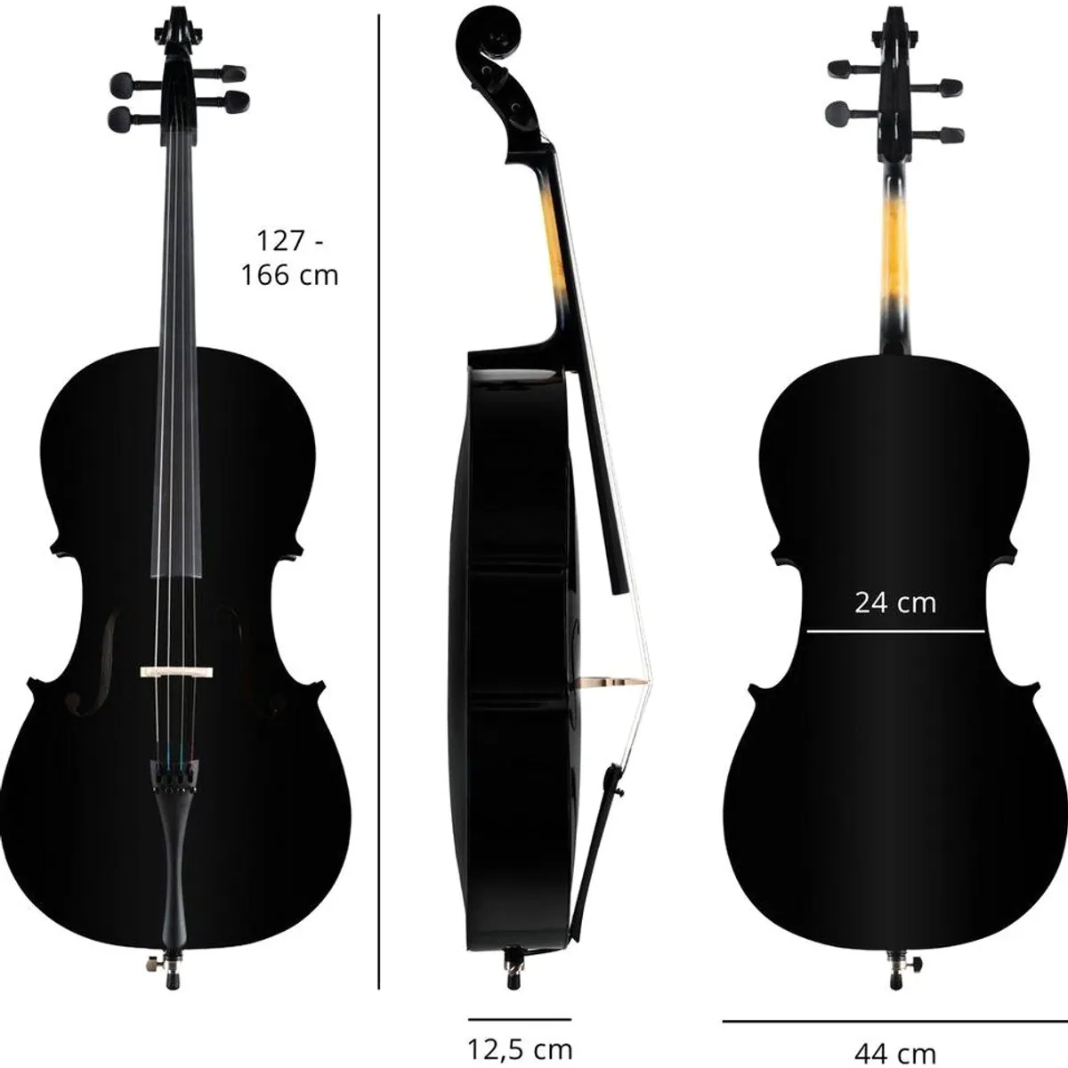 Classic Cantabile CP-100 Cello 4/4 Set, klassisches Design, Ahorn-Korpus, inkl. Bogen und Tasche 2