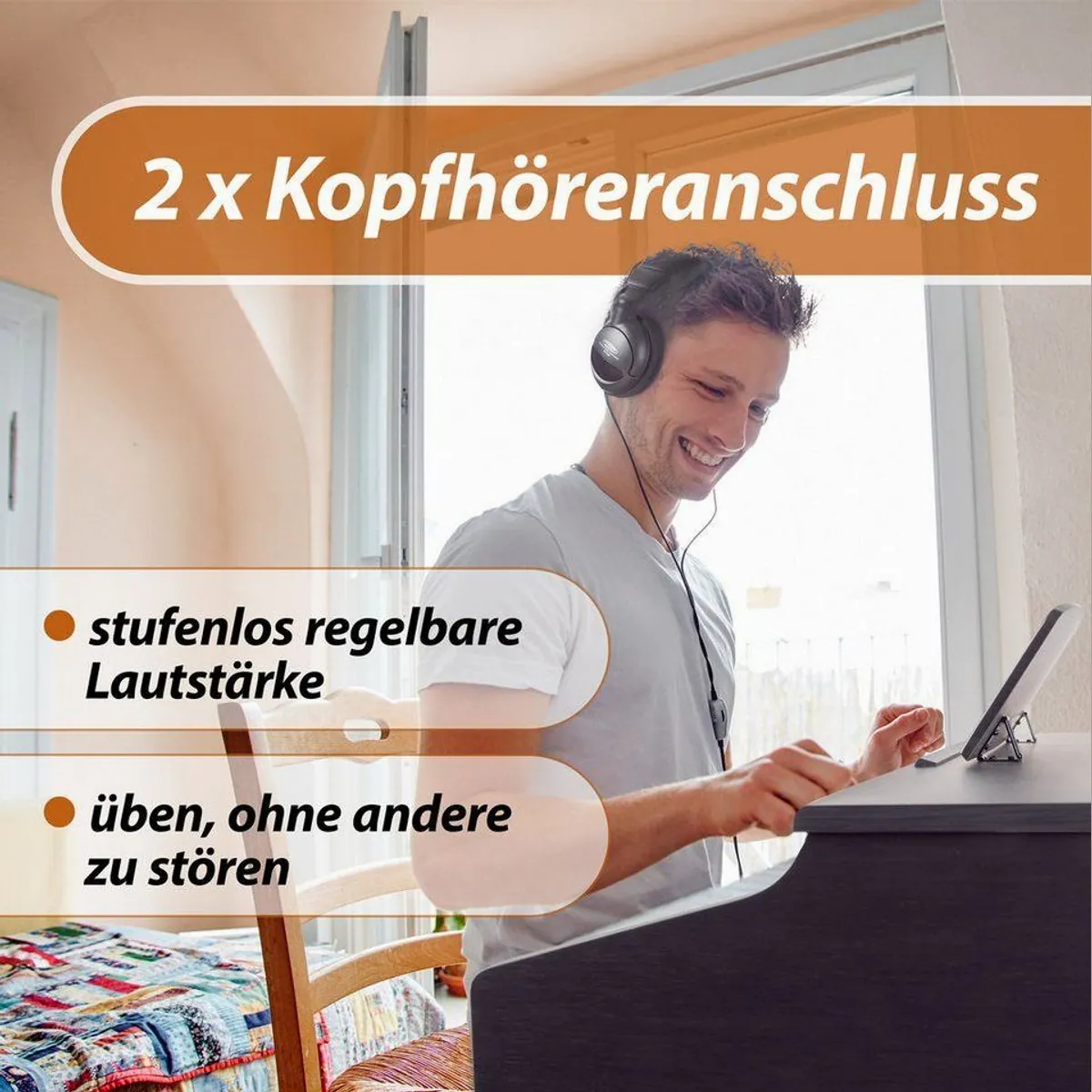 Classic Cantabile DP-50 E-Piano, gewichtete Tastatur, Twin-Piano-Funktion, vielseitige Features 3