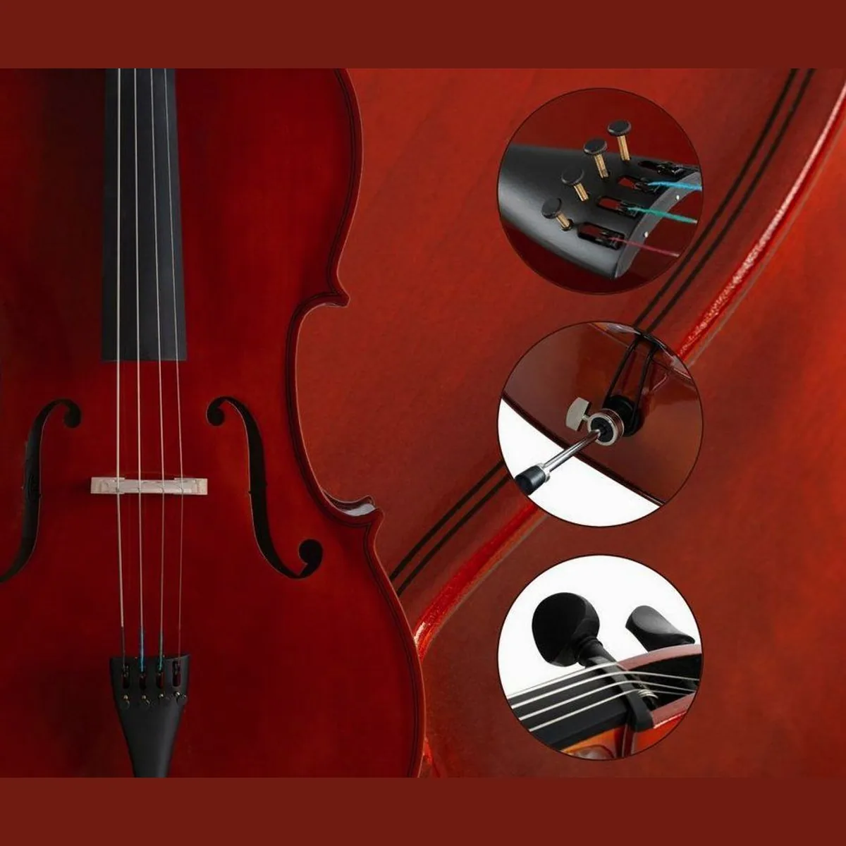 Classic Cantabile CP-100 Cello 4/4 Set, inkl. Bogen & Tasche, handgefertigt 4