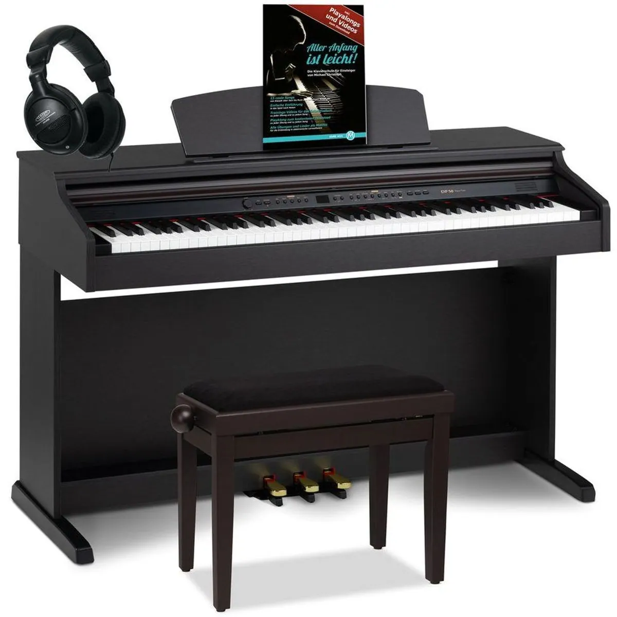 Classic Cantabile DP-50 Digitalpiano Set, 88 Tasten Hammermechanik, inkl. Klavierbank & Kopfhörer
