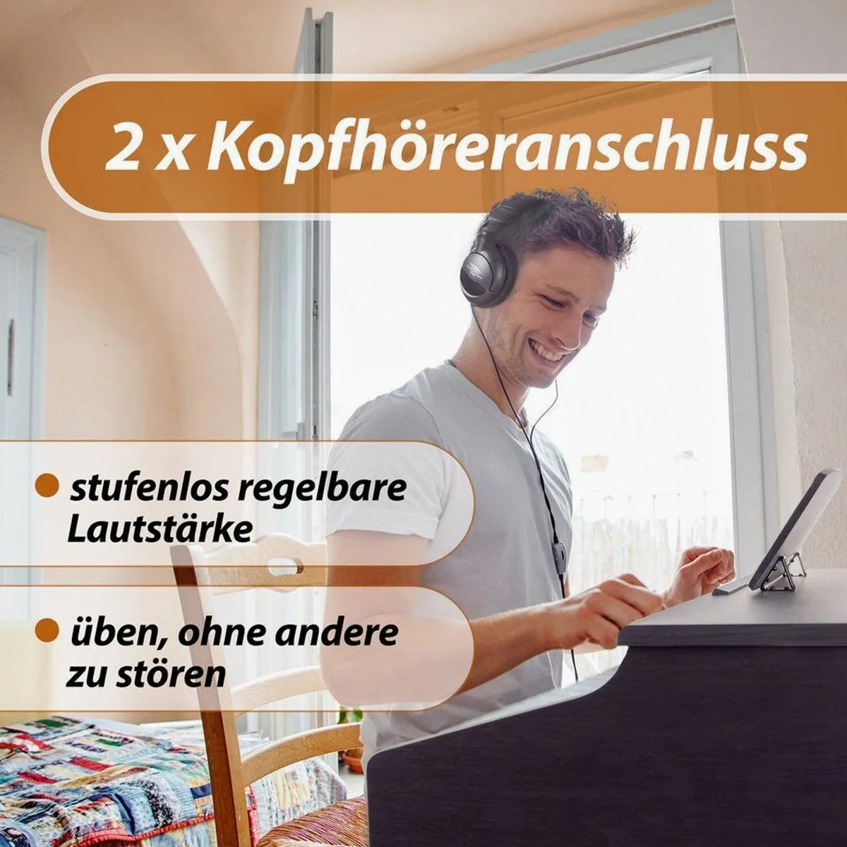 Classic Cantabile DP-50 Digitalpiano Set, 88 Tasten Hammermechanik, inkl. Klavierbank & Kopfhörer 3