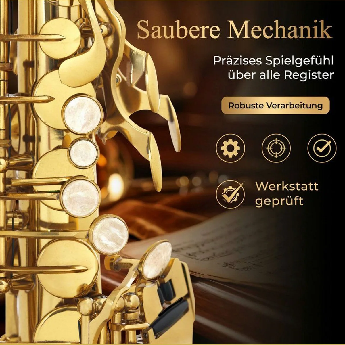Classic Cantabile Alt Saxophon AS-450, leicht spielbar, klarer Klang, mit Koffer und Zubehör 4