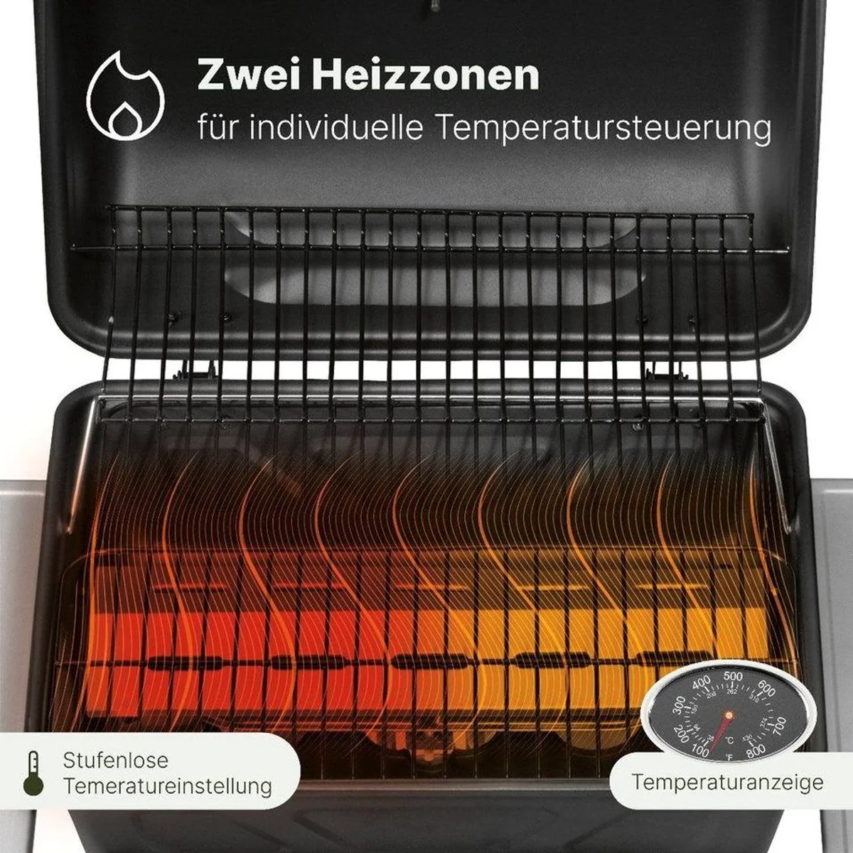 CLATRONIC Gasgrill GG 3590, 2 Heizzonen, stabile Grillhaube, emaillierter Grillrost 4