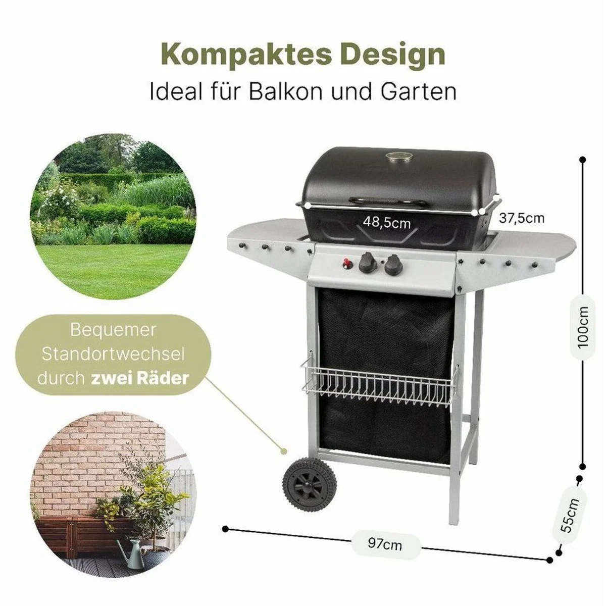 CLATRONIC Gasgrill GG 3590, 2 Heizzonen, stabile Grillhaube, emaillierter Grillrost 5