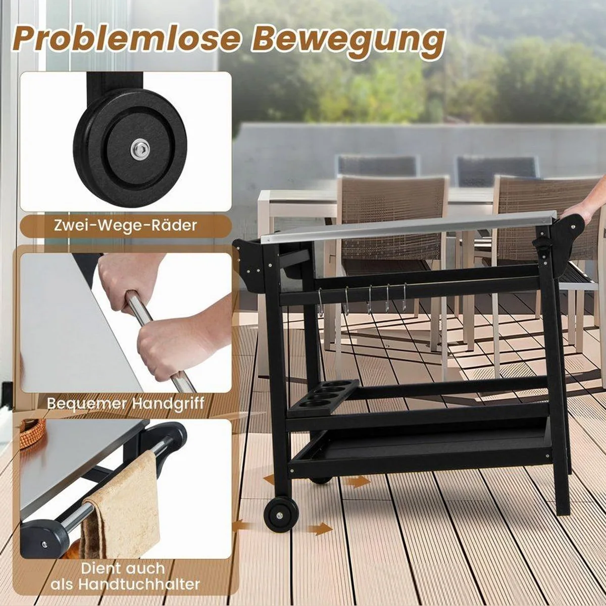 COSTWAY Grillablagetisch, vielseitig, robust, mobil — ideal für Outdoor-Einsätze 2