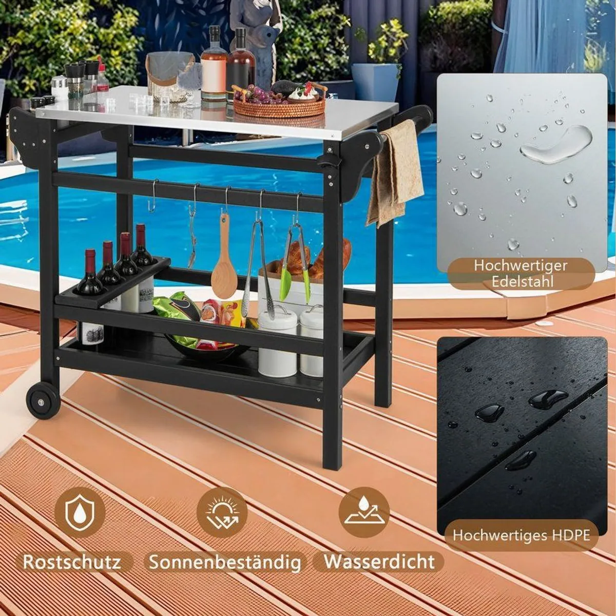 COSTWAY Grillablagetisch, vielseitig, robust, mobil — ideal für Outdoor-Einsätze 3